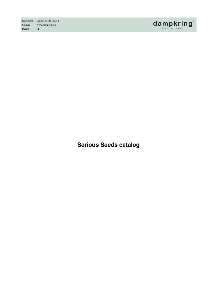 Serious Seeds Katalog
